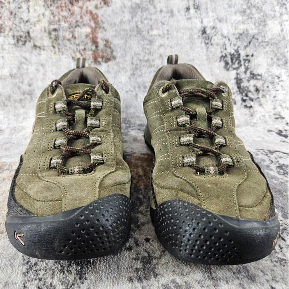 Keen Hiking Trail Shoes Womens 10 Olive Green Suede Lace Up Rubber Toe Rugged - Picture 2 of 16